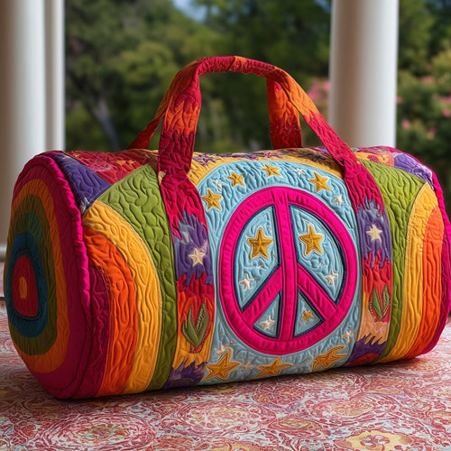 Peace Sign Quilted Duffle Bag GFTOMA3624