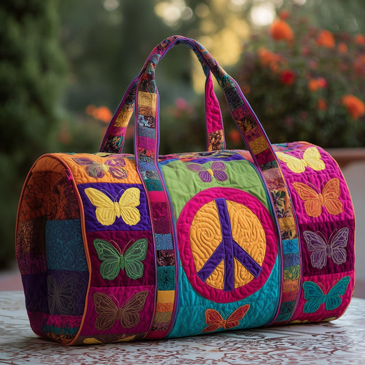 Peace Sign Quilted Duffle Bag GFTOMA3625