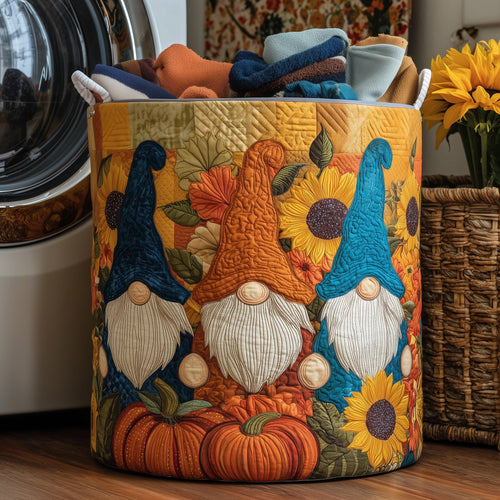 Autumn Gnomes Quilted Laundry Basket GFTOMA3725