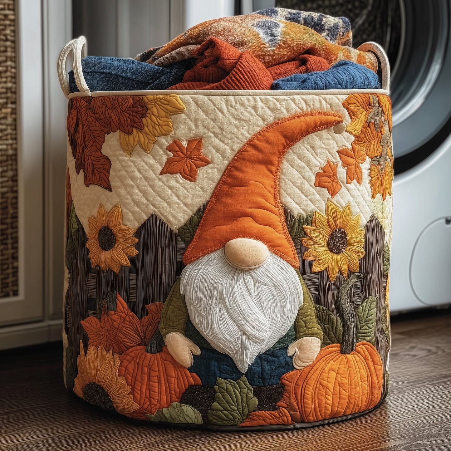 Autumn Gnomes Quilted Laundry Basket GFTOMA3731