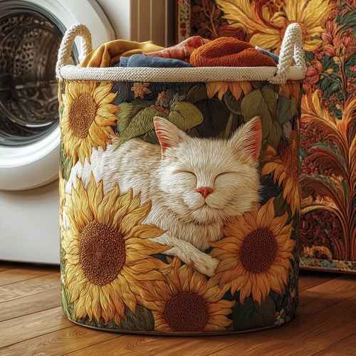Sleeping Cat Quilted Laundry Basket GFTOMA3738