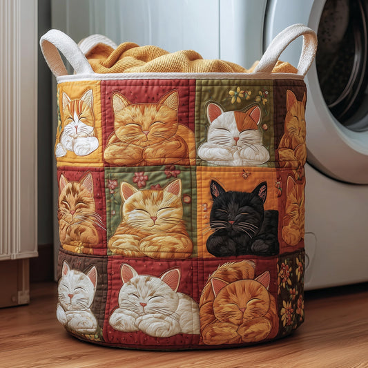 Sleeping Cat Quilted Laundry Basket GFTOMA3739
