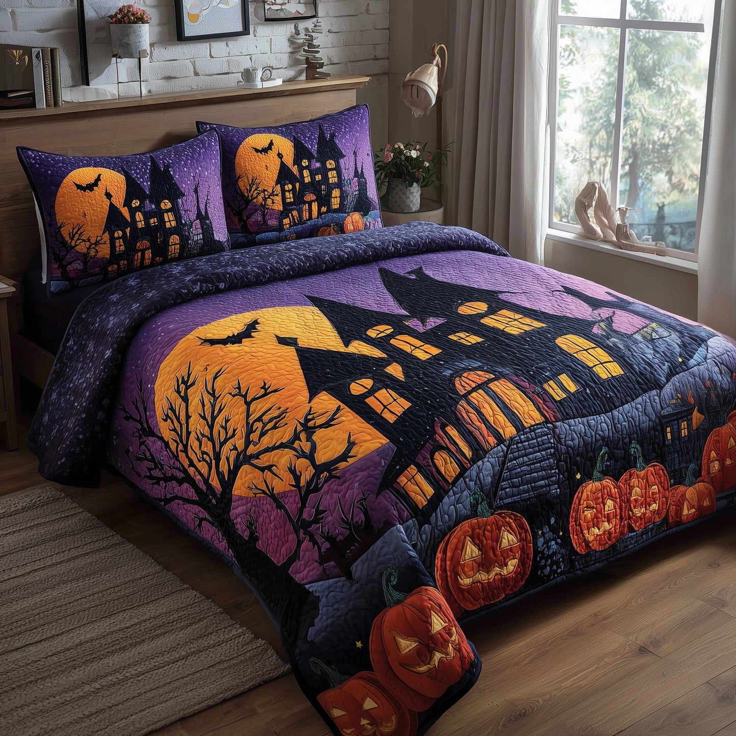 Spooky House 3-Piece Quilted Bedding Set GFTOMA3784