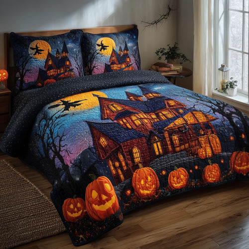 Spooky House 3-Piece Quilted Bedding Set GFTOMA3788