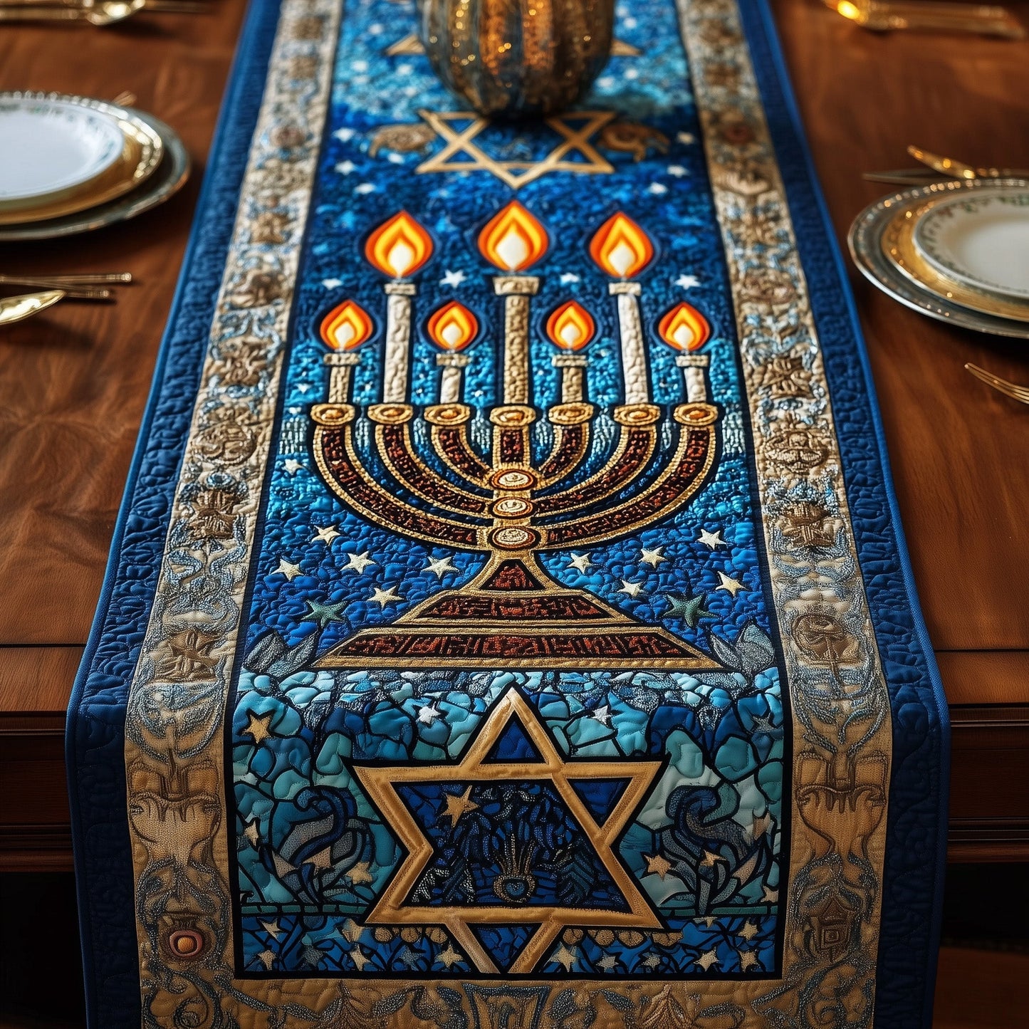 Hanukkah Quilted Table Runner GFTOMA3896