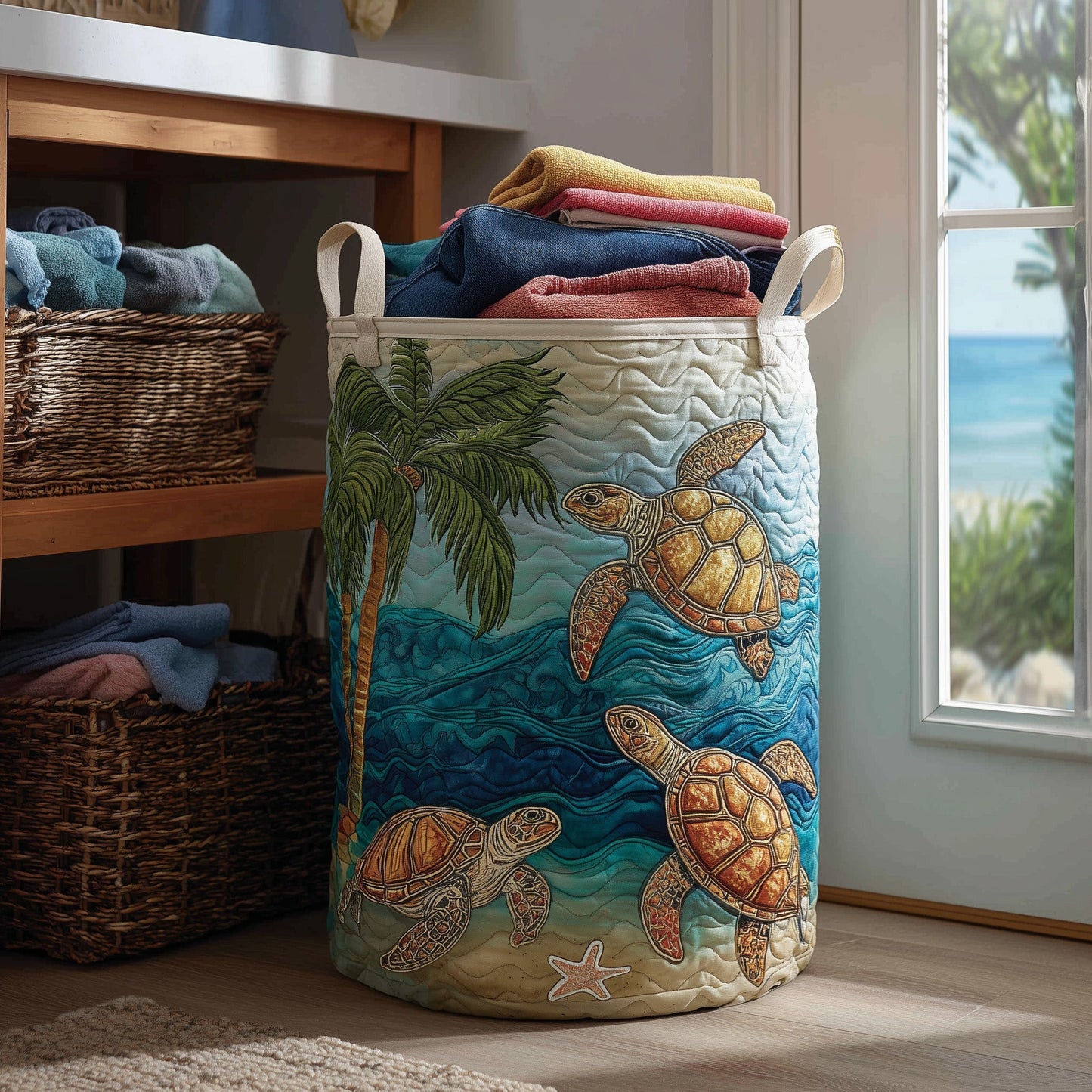 Turtle Quilted Laundry Basket GFTOMA3930