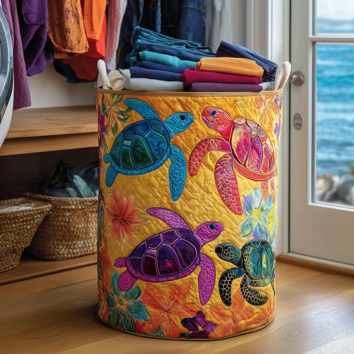Turtle Quilted Laundry Basket GFTOMA3932