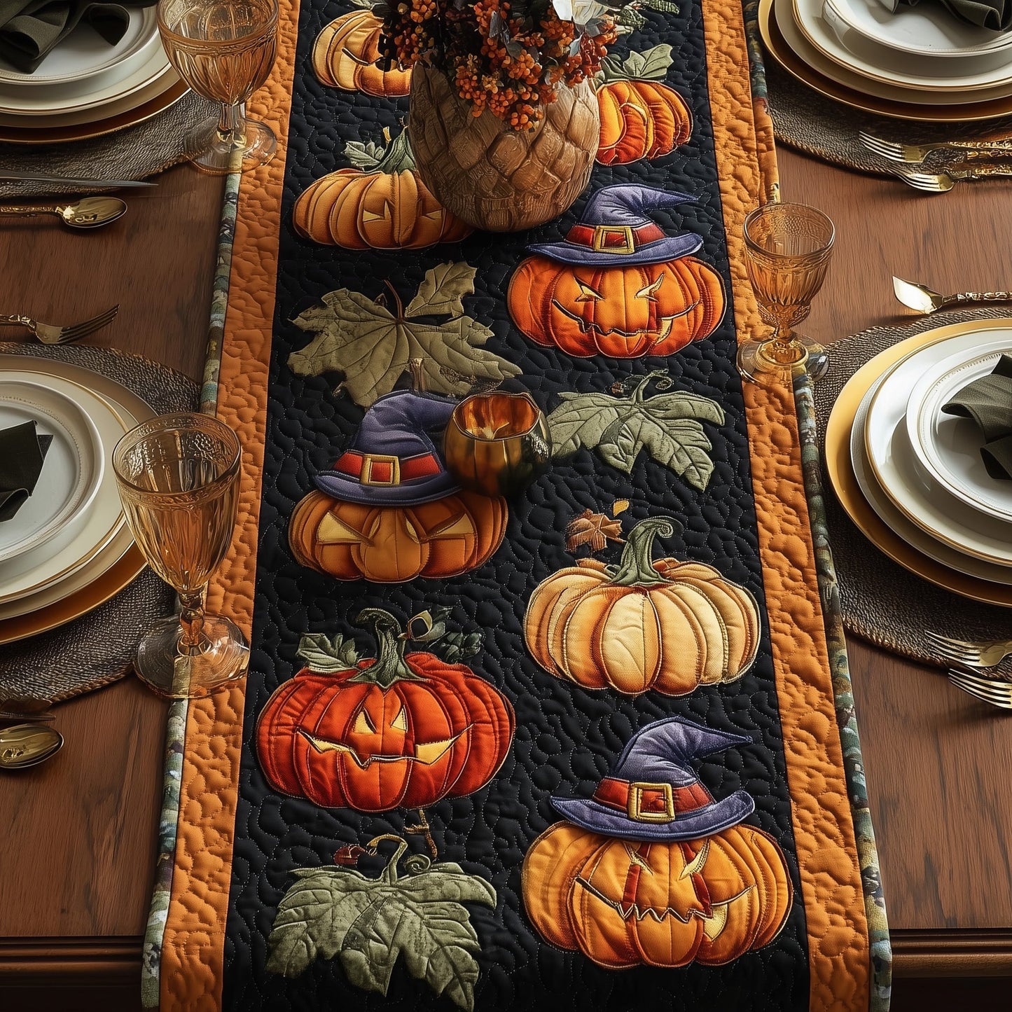 Spooky Pumpkin Quilted Table Runner GFTOMA3973