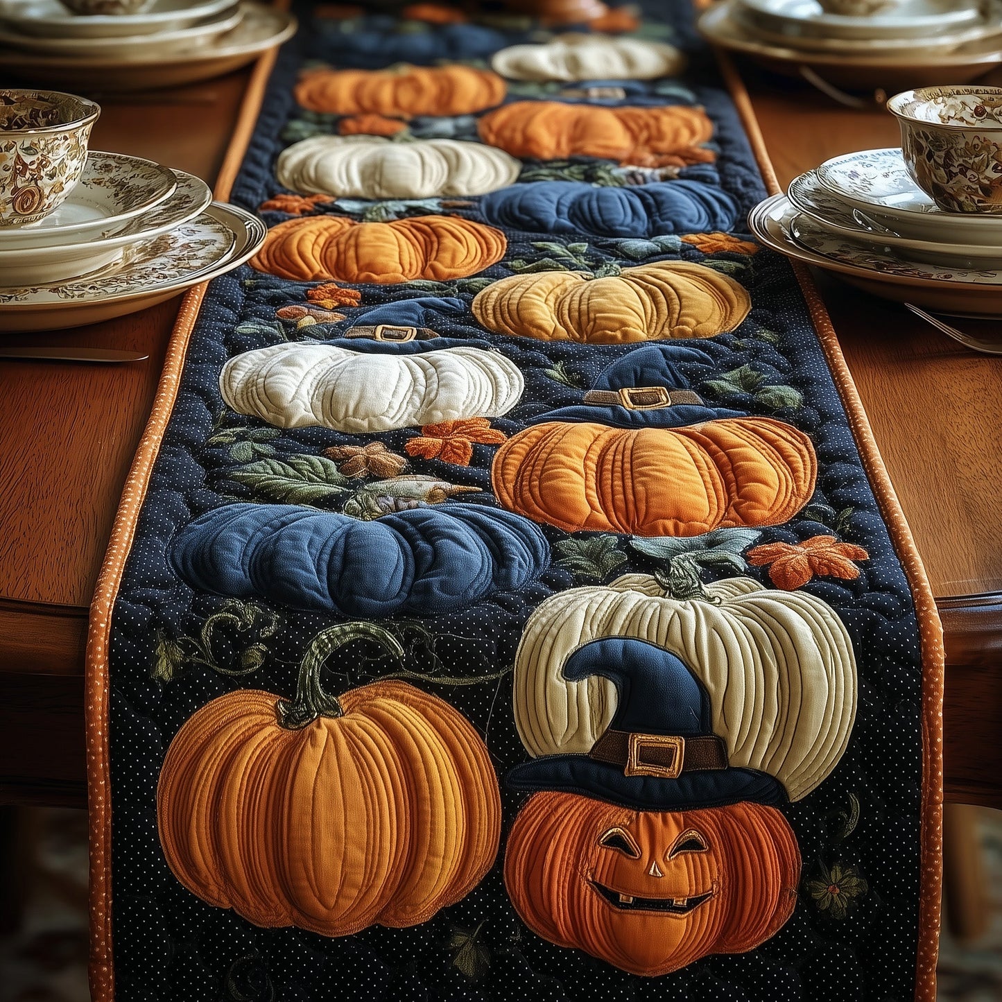 Spooky Pumpkin Quilted Table Runner GFTOMA3975