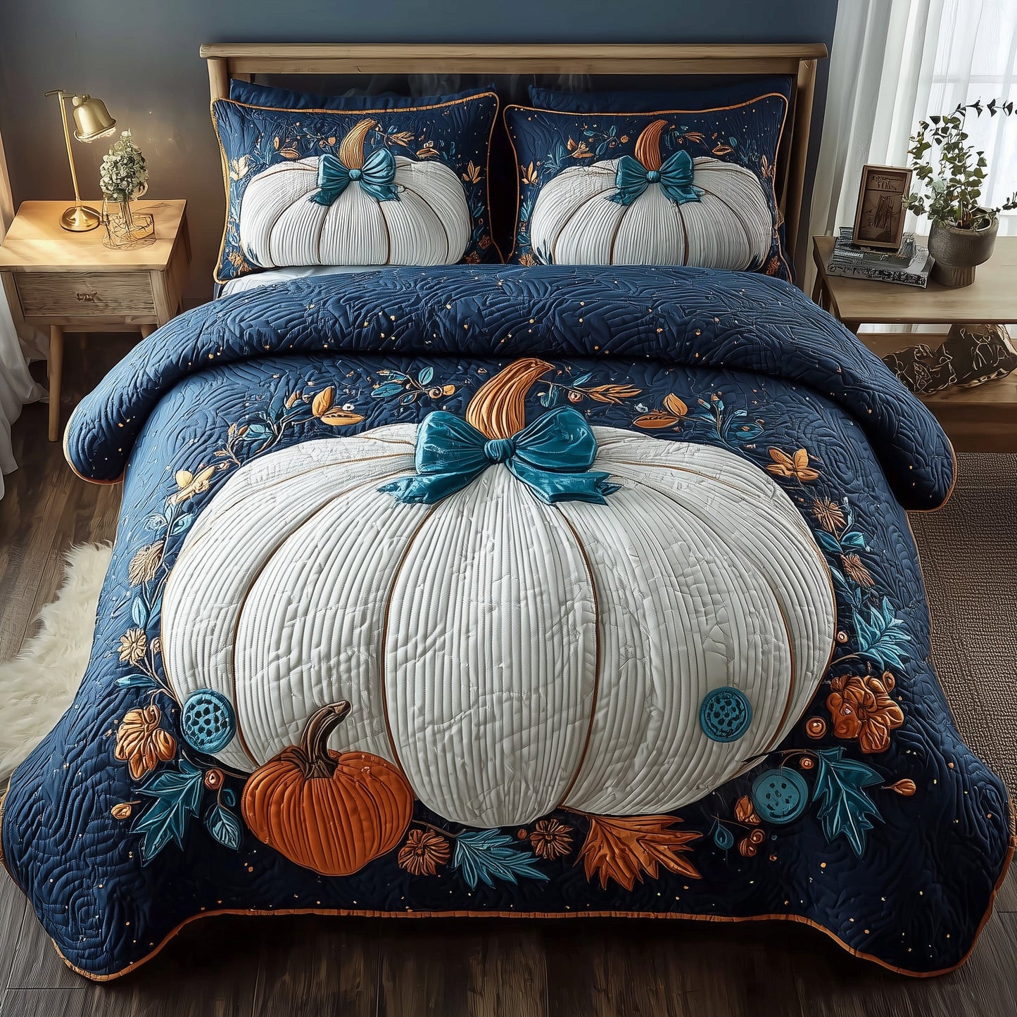 Pumpkin Haven 3-Piece Quilted Bedding Set GFTOMA4042