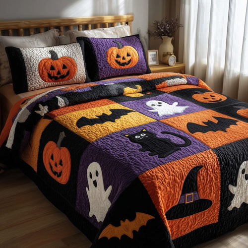 Halloween Patchwork 3-Piece Quilted Bedding Set GFTOMA4043