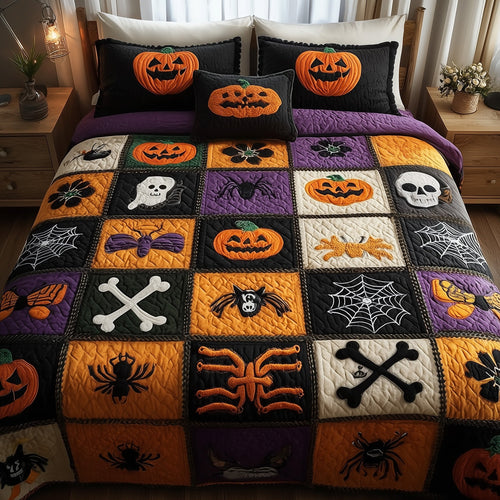 Halloween Patchwork 3-Piece Quilted Bedding Set GFTOMA4046