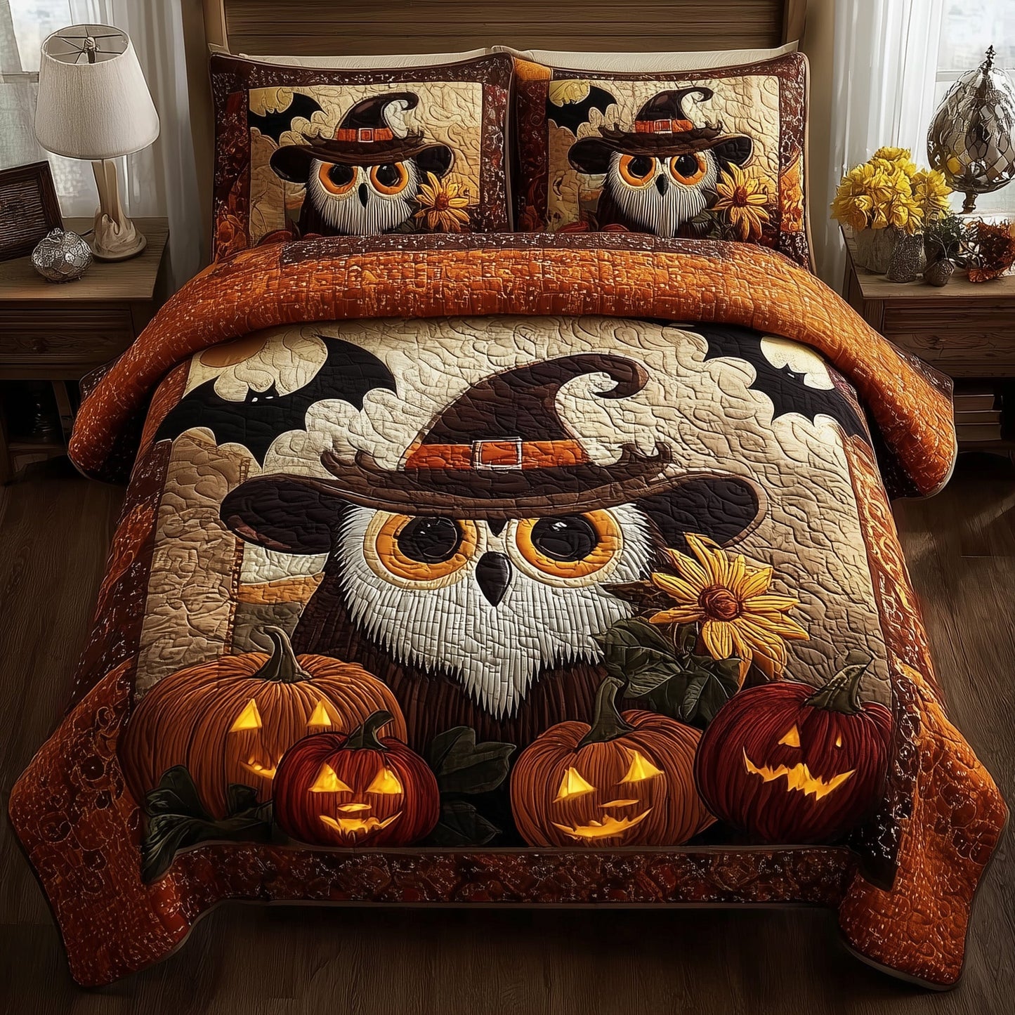 Enchanted Owl 3-Piece Quilted Bedding Set GFTOMA4090