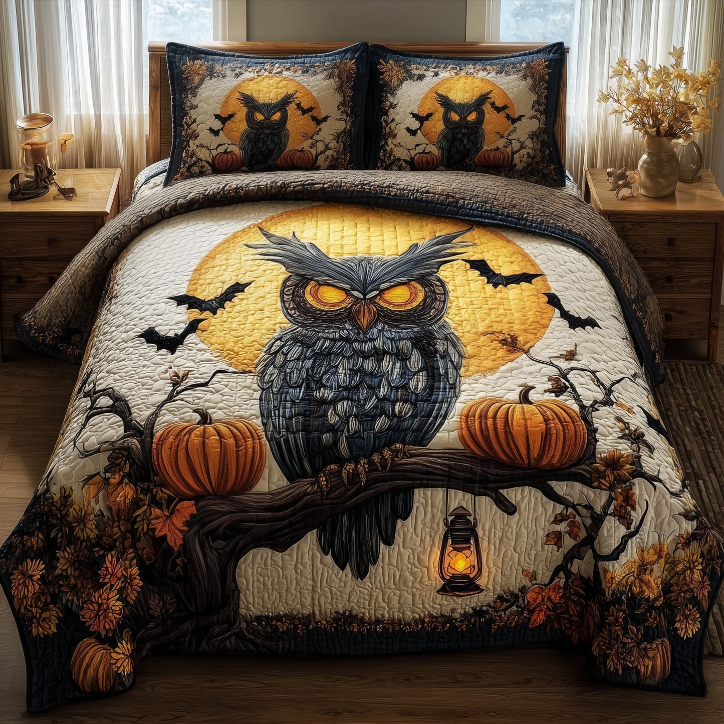 Enchanted Owl 3-Piece Quilted Bedding Set GFTOMA4091