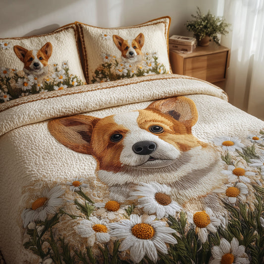 Autumn Corgi 3-Piece Quilted Bedding Set GFTOMA4095
