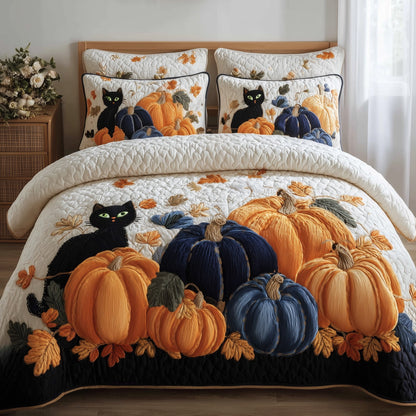 Spooky Black Cat 3-Piece Quilted Bedding Set GFTOMA4132