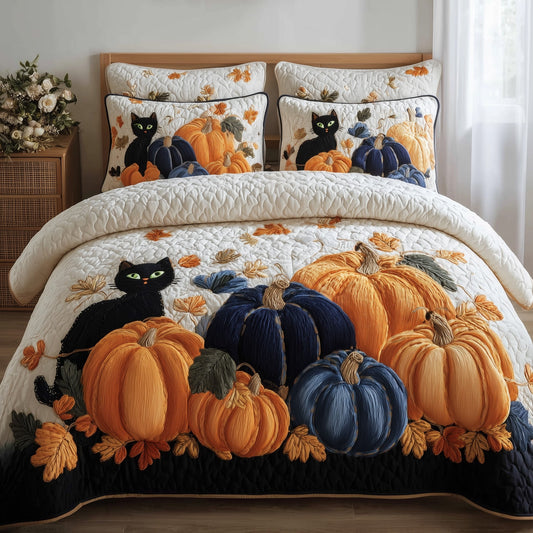 Spooky Black Cat 3-Piece Quilted Bedding Set GFTOMA4132