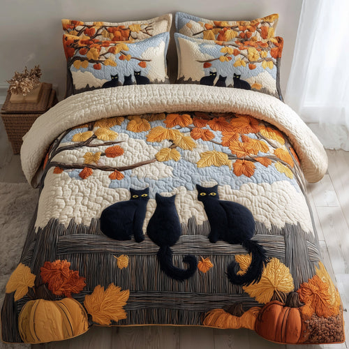 Spooky Black Cat 3-Piece Quilted Bedding Set GFTOMA4134