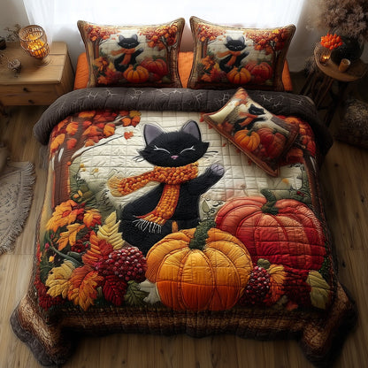 Spooky Black Cat 3-Piece Quilted Bedding Set GFTOMA4138