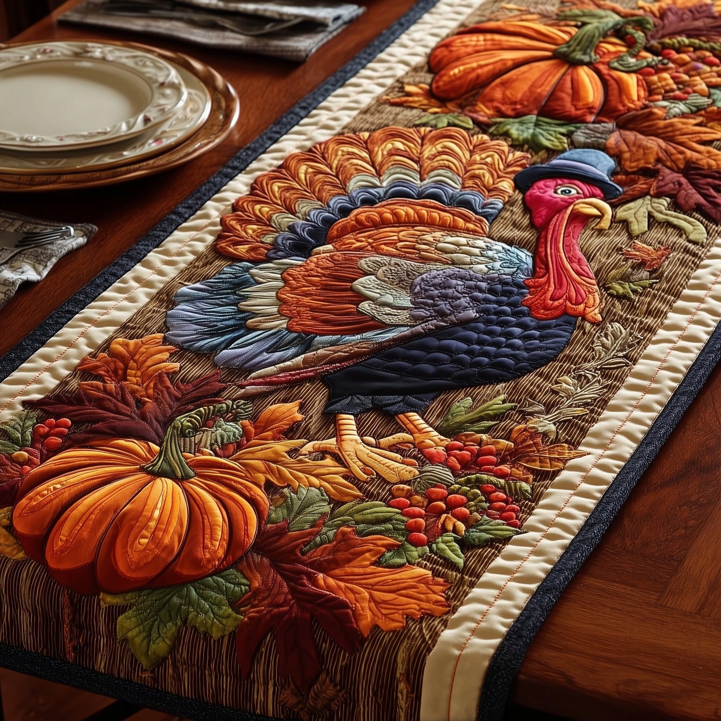 Maple Turkey Quilted Table Runner GFTOMA4155