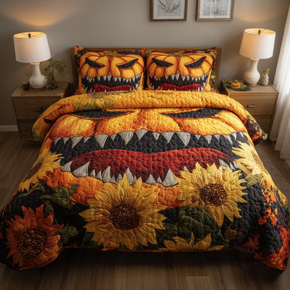Spooky Sunflower 3-Piece Quilted Bedding Set GFTOMA4244