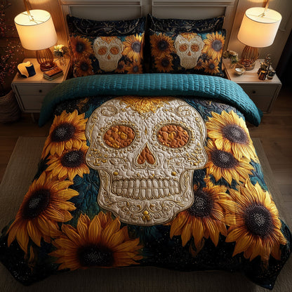 Spooky Sunflower 3-Piece Quilted Bedding Set GFTOMA4245