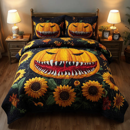 Spooky Sunflower 3-Piece Quilted Bedding Set GFTOMA4246