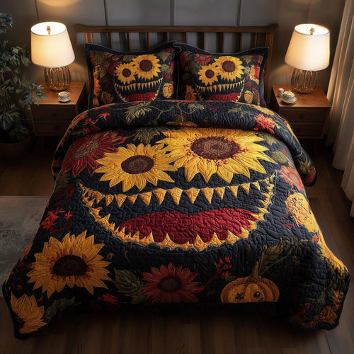 Spooky Sunflower 3-Piece Quilted Bedding Set GFTOMA4247
