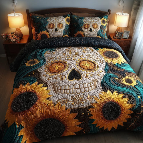 Spooky Sunflower 3-Piece Quilted Bedding Set GFTOMA4248