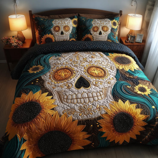 Spooky Sunflower 3-Piece Quilted Bedding Set GFTOMA4248