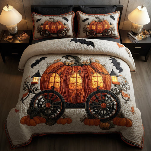 Spooky Pumpkin 3-Piece Quilted Bedding Set GFTOMA4251