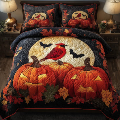 Spooky Pumpkin 3-Piece Quilted Bedding Set GFTOMA4252