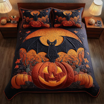 Spooky Pumpkin 3-Piece Quilted Bedding Set GFTOMA4253