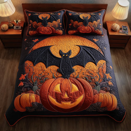 Spooky Pumpkin 3-Piece Quilted Bedding Set GFTOMA4253