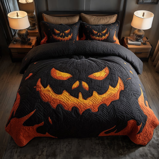 Spooky Pumpkin 3-Piece Quilted Bedding Set GFTOMA4256