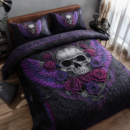 Roses Sugar Skull 3-Piece Quilted Bedding Set GFTOMA4298