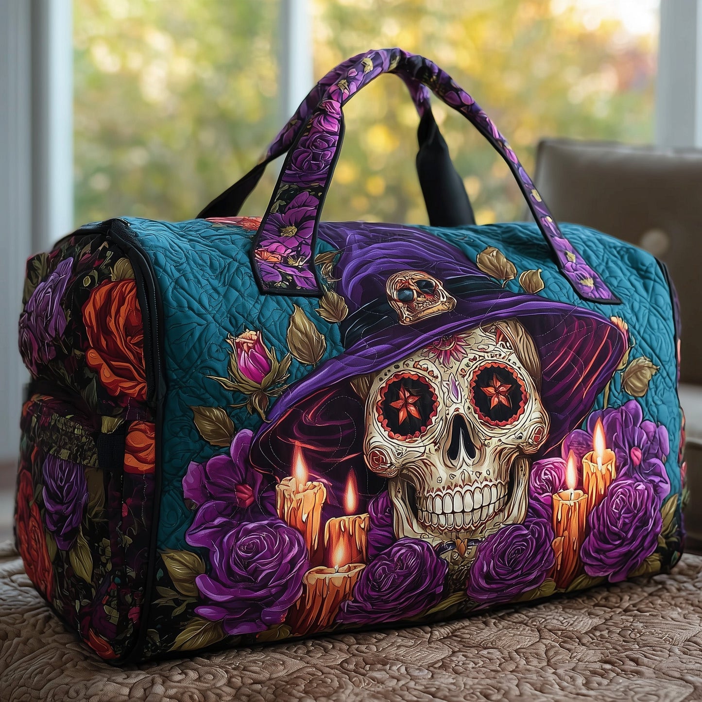 Sugar Skull Quilted Duffle Bag GFTOMA4314