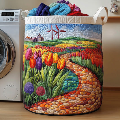 Tulip Blooms Quilted Laundry Basket GFTOMA4341