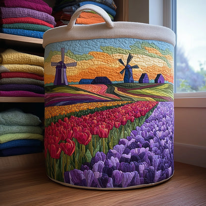Tulip Blooms Quilted Laundry Basket GFTOMA4342