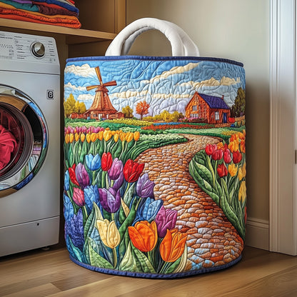 Tulip Blooms Quilted Laundry Basket GFTOMA4345