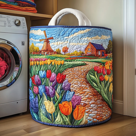 Tulip Blooms Quilted Laundry Basket GFTOMA4345