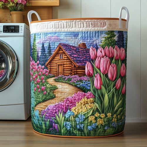 Tulip Blooms Quilted Laundry Basket GFTOMA4346