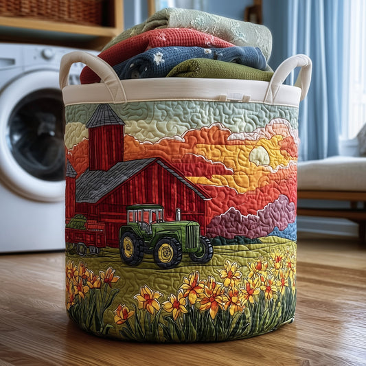 Country Tractor Quilted Laundry Basket  GFTOMA4357