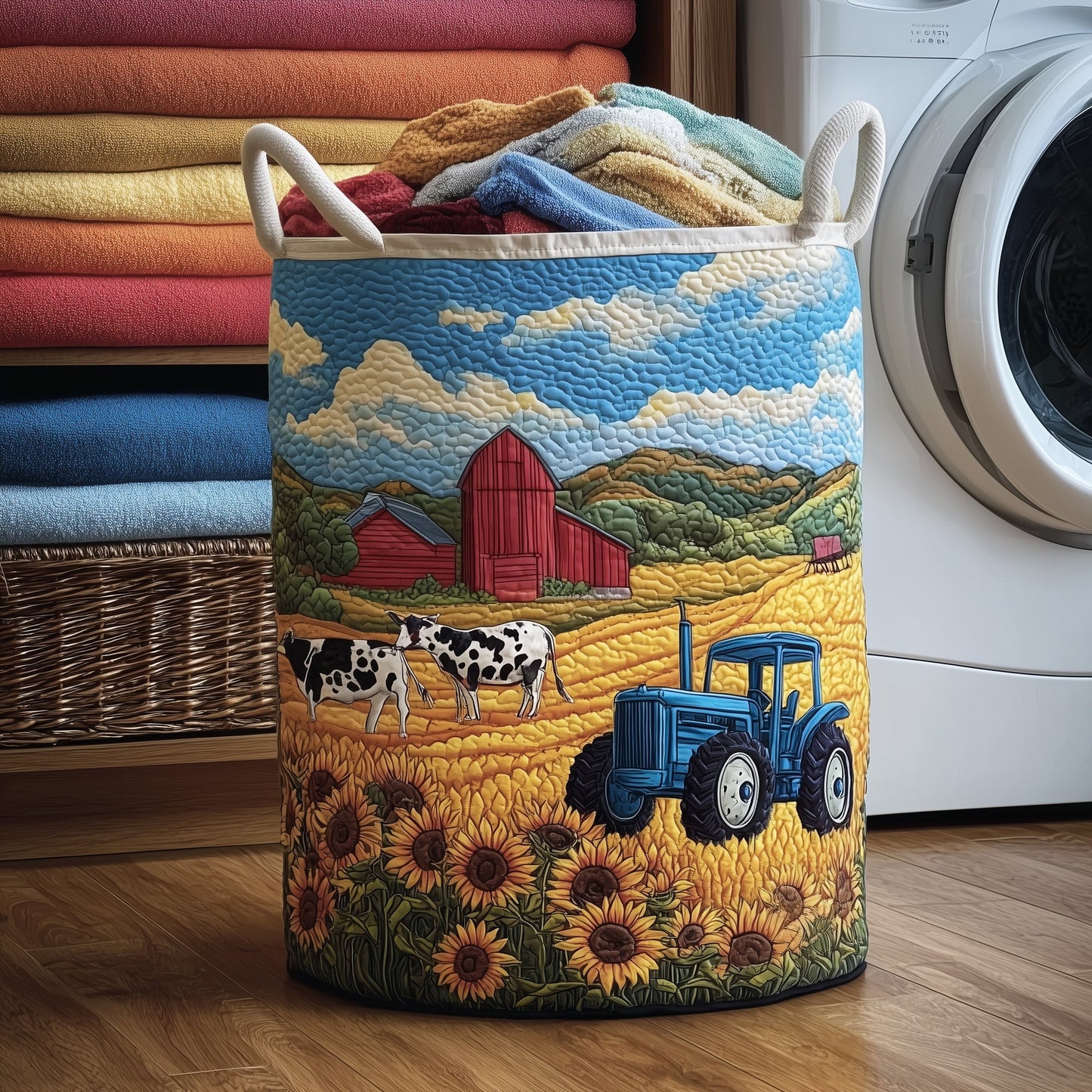 Country Tractor Quilted Laundry Basket  GFTOMA4358