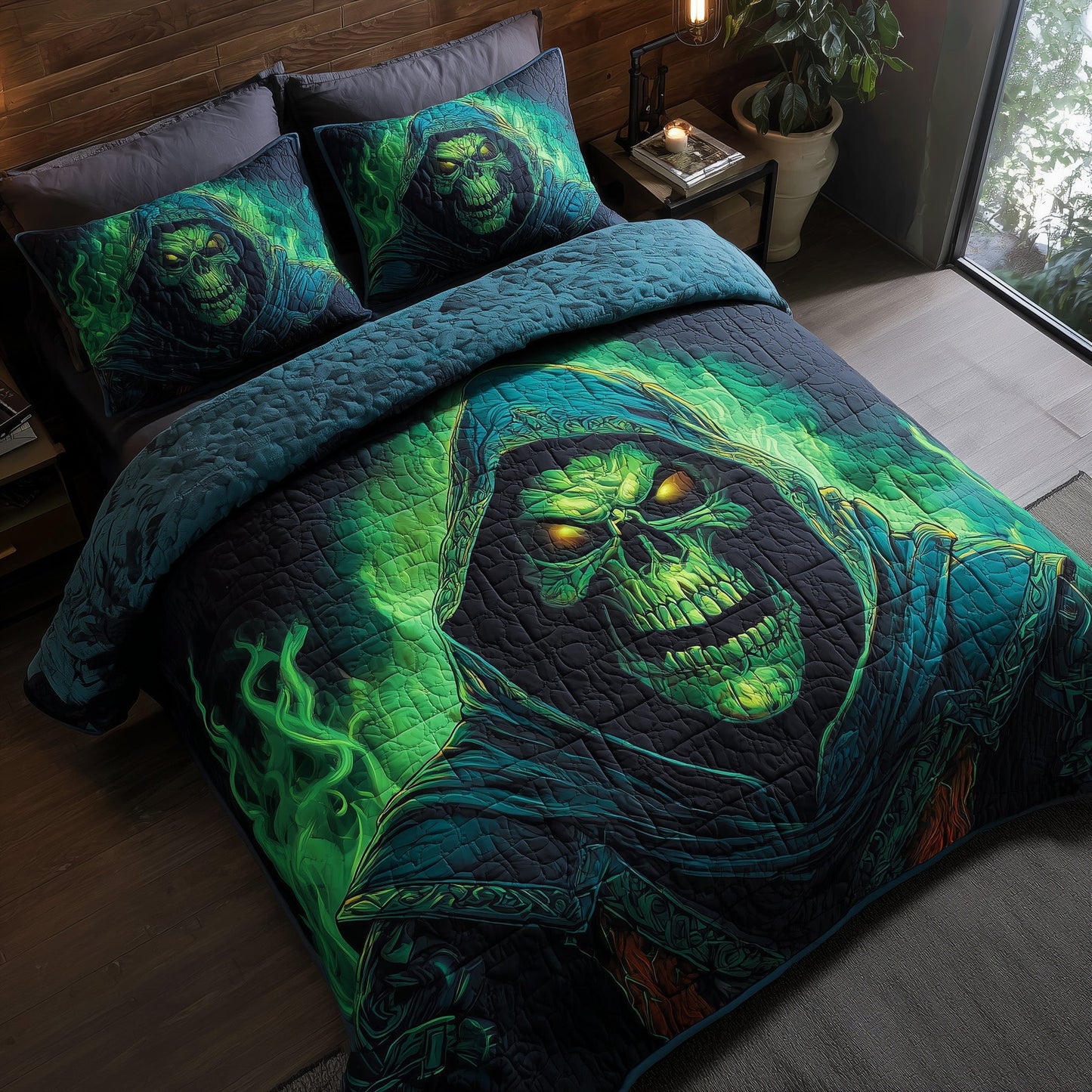 Haunted Skull 3-Piece Quilted Bedding Set GFTOMA4362