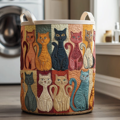 Whimsical Cats Quilted Laundry Basket GFTOMA4379
