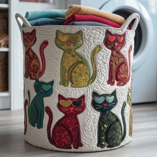 Whimsical Cats Quilted Laundry Basket GFTOMA4383