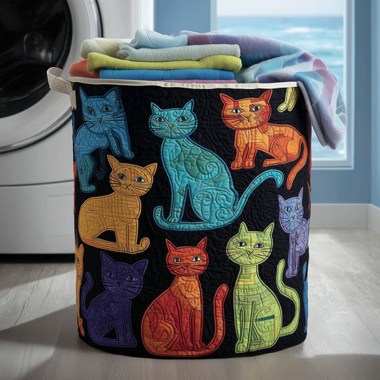 Whimsical Cats Quilted Laundry Basket GFTOMA4384