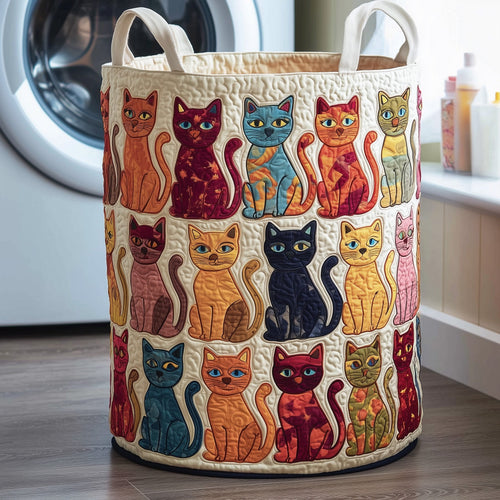 Whimsical Cats Quilted Laundry Basket GFTOMA4385
