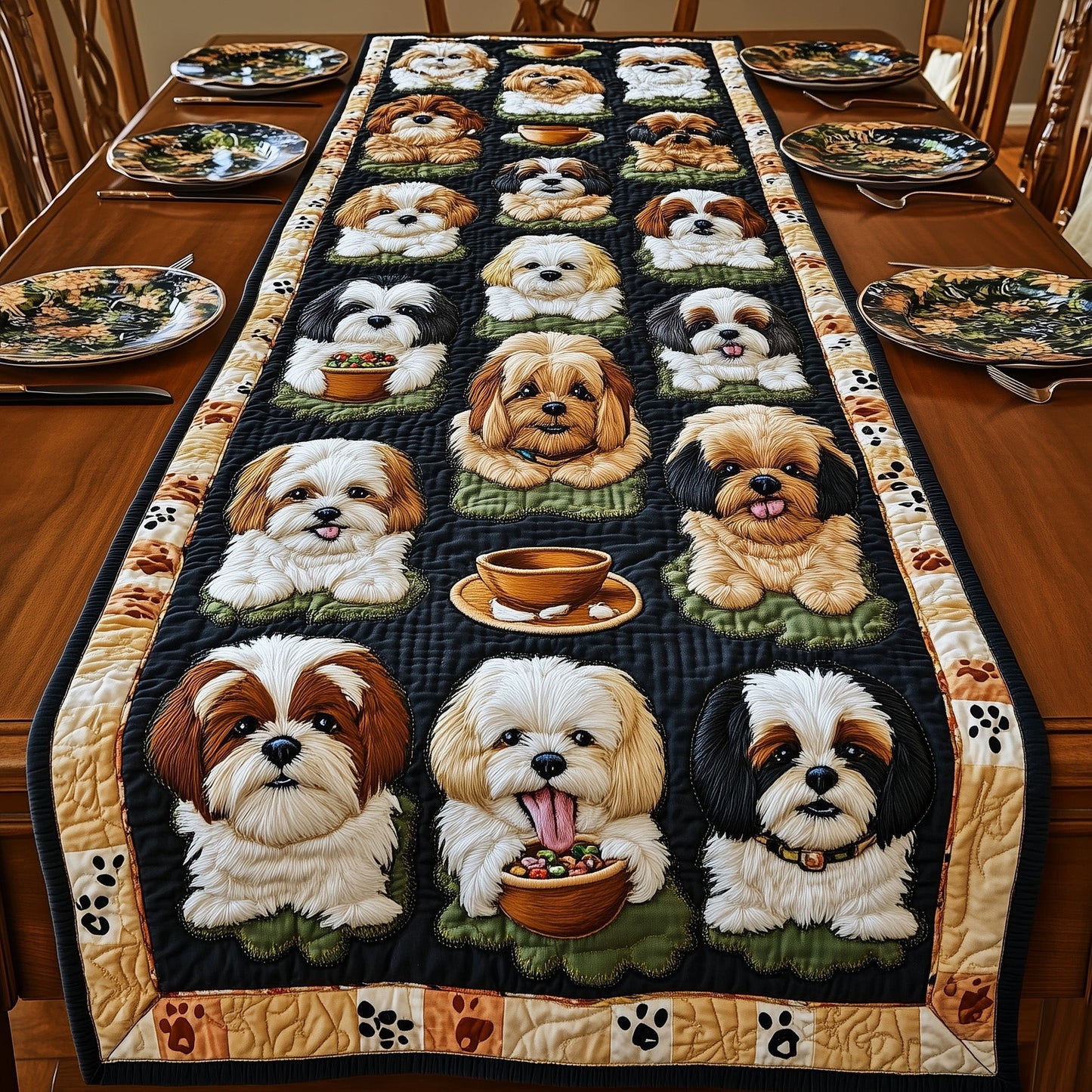 Shih Tzu Quilted Table Runner GFTOMA438